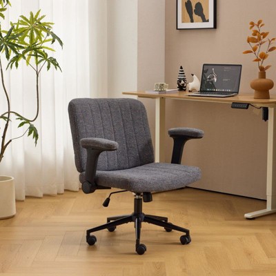 Karl Home | Speckled Chenille Swivel Chair With Flip-Up Arms For Cross-Legged