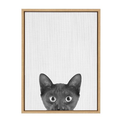 Kate & Laurel All Things Decor 18"x24" Sylvie Black Kitten Framed Canvas Wall Art by Simon Te of Tai Prints