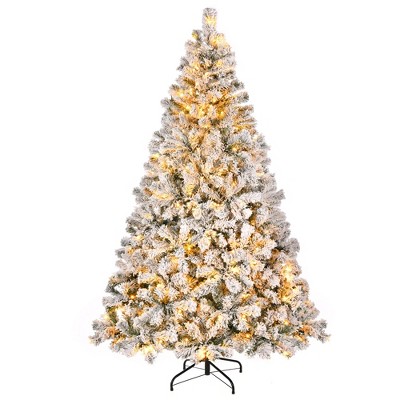 SUGIFT 6ft Pre-Lit Snow Flocked Artificial Christmas Tree Holiday W/1000 Branch Tips & 250 Warm White Lights