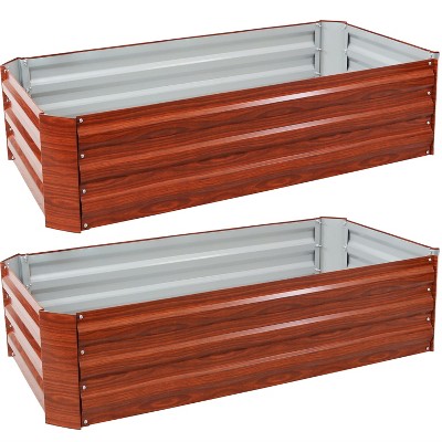 Sunnydaze Raised Corrugated Galvanized Steel Rectangle Garden Bed for Plants, Vegetables, and Flowers - 48" L x 11.75" H
