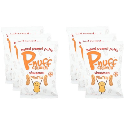 P-Nuff Crunch Cinnamon Baked Peanut Puffs - Case of 6 - 4 oz