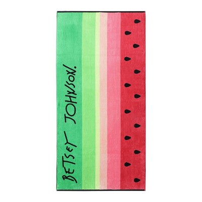 Betseyville Betsey Johnson Watermelon Striped Beach Towel Pink