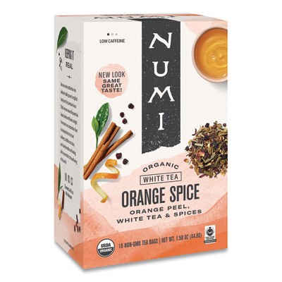 Numi Organic Teas and Teasans, 1.58 oz, White Orange Spice, 16/Box