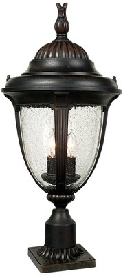 John Timberland Casa Sierra Vintage Rustic Outdoor Post Light Bronze with Pier Adapter 24 1/2" Clear Seeded Glass for Exterior Barn Deck House Porch