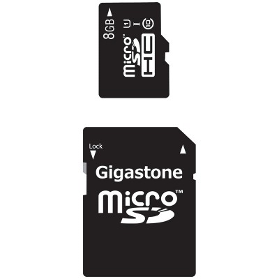 Gigastone® 8-GB Class 10 UHS-1 microSDHC™ Card and SD™ Adapter in Black