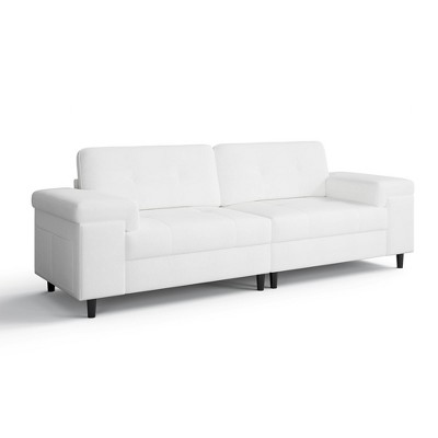 85 Inch 3 Seater Couch with Deep Seat & Adjustable Armrest, Mid Century Modern Living Room Sofa, Comfy Chenille Sofa Comfortable Couches for Bedroom