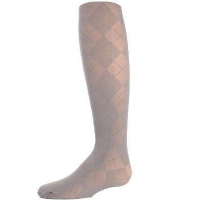 Memoi Girls' Sheer Argyle Nylon Tights Light Gray 12-14
