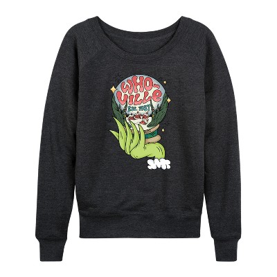 Women's - Dr. Seuss -  Lightweight French Terry Wide Neck Long Sleeve Graphic Shirt