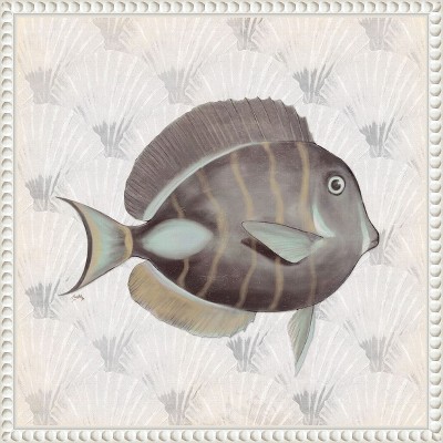 Amanti Art Neutral Vintage Fish II by Elizabeth Medley Canvas Wall Art Print Framed 16 x 16-in.