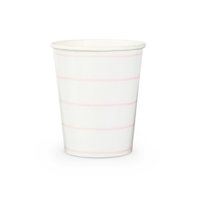 Daydream Society - Blush Frenchie Striped 9 oz Cups - Pack of 8 Paper Plates