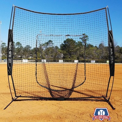 Hit Run Steal Heavy Duty Softball and Baseball Net with Carrying Bag for Batting and Pitching Practice, Outdoor Sports, and Recreation
