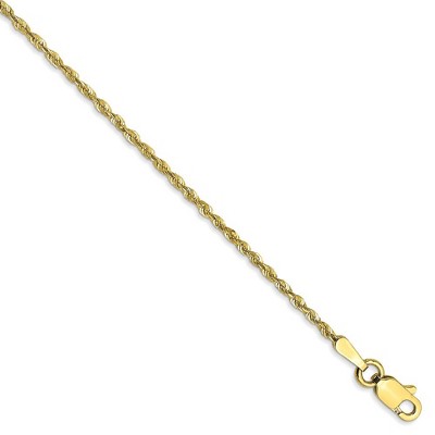 Black Bow Jewelry 1.5mm, 10k Yellow Gold Lightweight D/C Rope Chain Bracelet