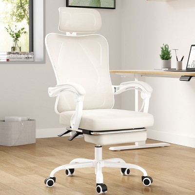 GlasFlength Task and Office Chairs with Support Armrest，Ergonomic, Adjustable，Computer Chair and Gaming Chair, White, 24"*24.8"*45