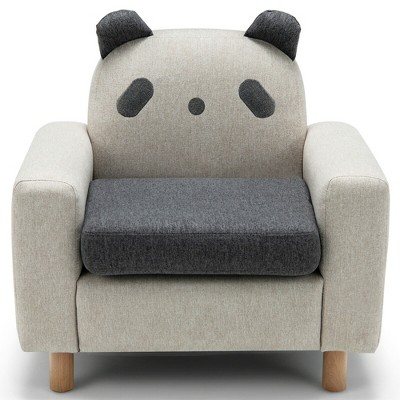 Costway Kids Dinosaur/Panda/Chick Sofa Wooden Armrest Chair Couch w/ Thick Cushion Beech Legs Gift