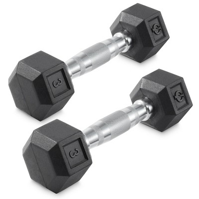 Philosophy Gym Rubber Coated Hex Dumbbell Hand Weights, Pairs