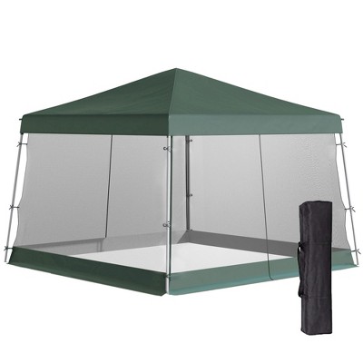 Gulches Slant Leg Pop Up Canopy Tent with Netting & Carry Bag, Instant Sun Shelter for Parties, Height Adjustable, Outdoor, Garden, Patio, Green
