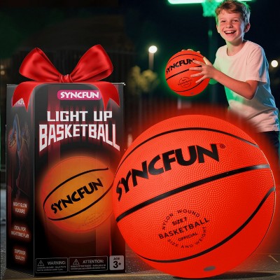 Joyfy Size 7 29.5" Basketball For Kids Teenagers Glow In The Dark LED Light Up for Halloween Glow Party Favors Cool Boy Stuff Toy Gifts Night Games