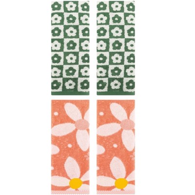 REGALWOVEN 4 Pcs Cotton Soft Absorbent Decorative Bathroom Hand Towel