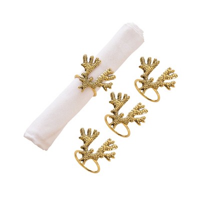 C&F Home Gold Coral Napkin Rings Set of 4