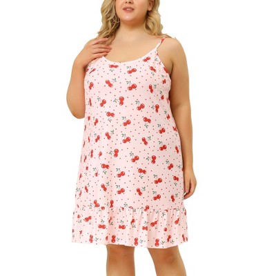 Women's Plus Size Adjustable Spaghetti Straps Ruffle Hem Nightgown - Agnes Orinda