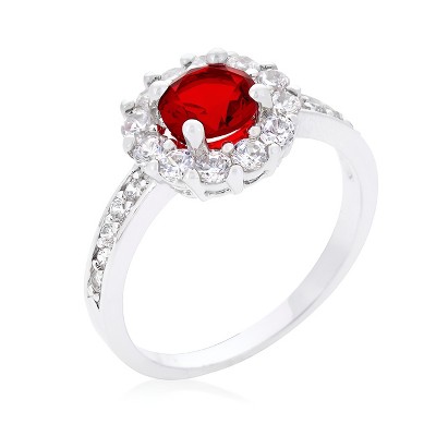 Slickblue 2.1 Ct Round Cut Classic Halo Ring for Women in Rhodium Plated, in 6 Color Options, Sizes 5-10