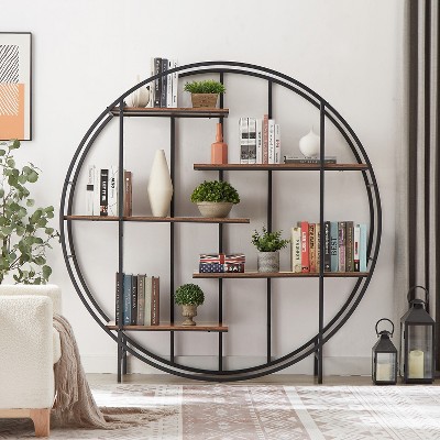 Hommoo Round 5-Tier Metal Bookshelf