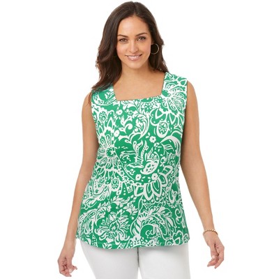 Jessica London Stretch Cotton Square Neck Tank