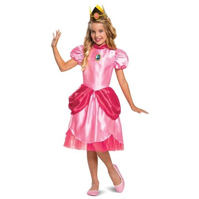 Kids' Super Mario Princess Peach Halloween Costume Dress with Headpiece