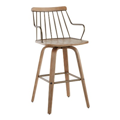 26" Preston Counter Height Barstool: Swivel Seat, Farmhouse Inspired - LumiSource