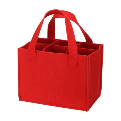 Unique Bargains Felt Reusable 6 Bottle Wine Carrier Tote Bag with Divider
