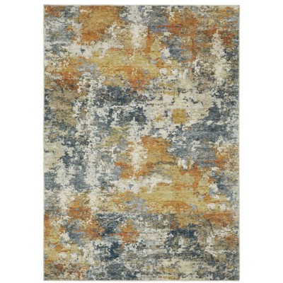 Micah Washable Contemporary Abstract Indoor Area Rug Orange/Blue - Captiv8e Designs