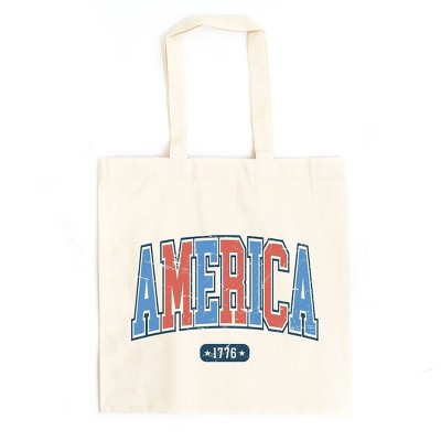 City Creek Prints America 1776 Varsity Canvas Tote Bag - 15x16 - Natural