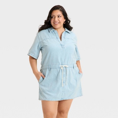 Women's Short Sleeve Drop Waist Drawstring Mini Dress - Universal Thread™
