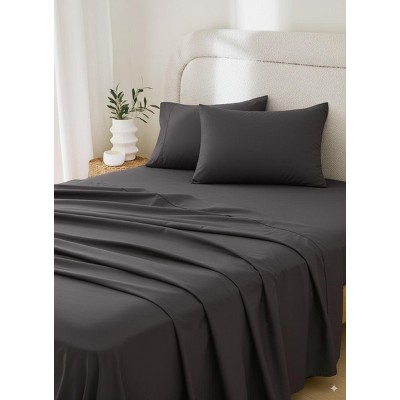 Rug Branch California Cotton Club Sheet Set – 600 Thread Count, 100% Long-Staple Cotton, Soft Sateen Weave - Charcoal