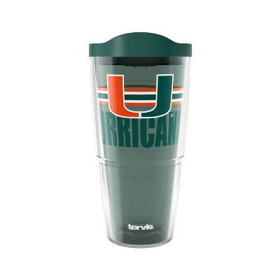 NCAA Miami Hurricanes Classic Tumbler - 24oz: Plastic Lidded Drinkware, 8.13" Height