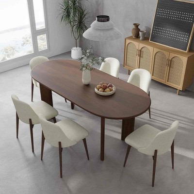 Lirago Solid Wood Oval Dining Table for 6 People Nordic style 67×33.5