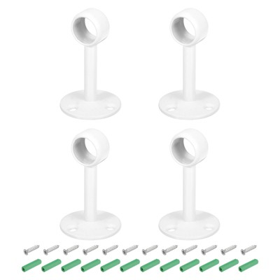 Unique Bargains Stainless Steel Ceiling Mount Polished Surface Curtain Rod Holder 4 Sets
