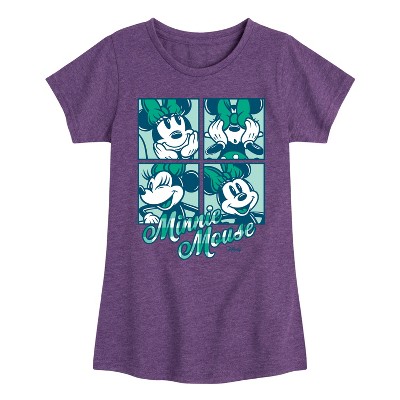 Girls' - Disney - Plaid Minnie Mouse Fitted Short Sleeve Graphic T-Shirt