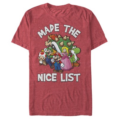 Men's Nintendo Mario Character Nice List T-Shirt