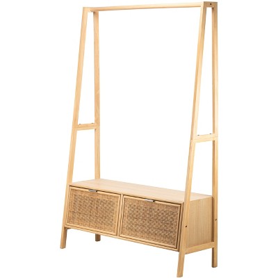 Nordlys Rattan and Wood Coat Rack Exotic Boho Entry