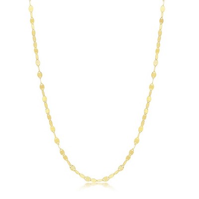 Links of Italy Sterling Silver Flat Mirror Oval Chain - Gold Plated - Available Sizes: 16  , 18  , 20  Inches