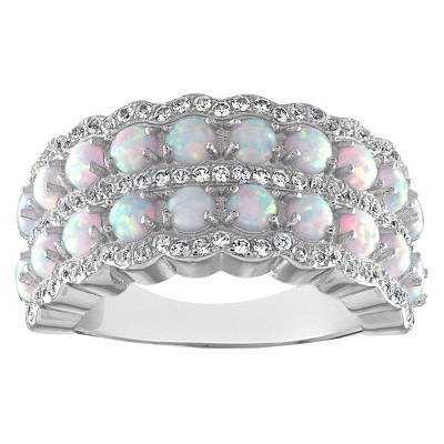 Designs By Gioelli Sterling Silver Created Opal And White Sapphire Ring