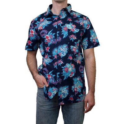 Men's Star Wars R2-D2 and Millennium Falcon Hawaiian Print Button Down Shirt
