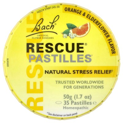 Bach Rescue® Pastilles, Natural Stress Relief, Orange & Elderflower, 35 Pastilles, 1.7 oz (50 g)