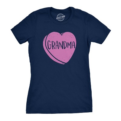 Womens Grandma Candy Heart Funny Family Relationship Valentines Day T shirt - Crazy Dog Women's T Shirt for Valentines Gift