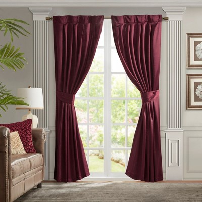 Pleat Curtain Panel with Tieback (Single) Burgundy 52x96"