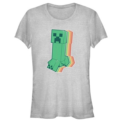 Juniors Womens Minecraft Colorful Creeper T-Shirt