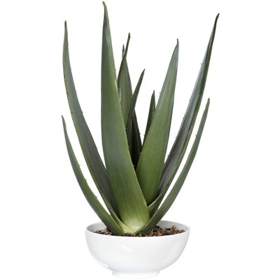 Uttermost Evarado Aloe Vera 30" High Faux Plant in White Bowl