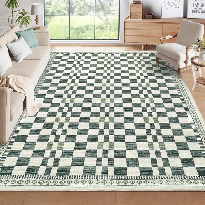 Acekool Modern Runner Rug [2x6] Non-Slip Geometric Kitchen Runner, Stain Resistant Ultra-Thin Bedside Rug for Bedroom, Hallway, Laundry [color