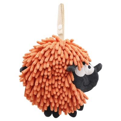 REGALWOVEN Sheep Shape Chenille Soft Absorbent Fast Drying Hand Towel with Hanging Loop 7" x 7" 1 Pack